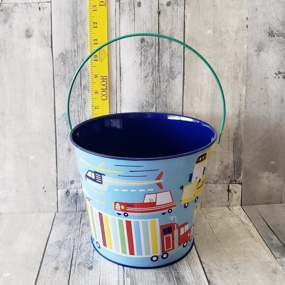 NWT - Kids Transportation Metal Bucket Pail - Plane, Truck, Car, Helicopter - Picture 2 of 7